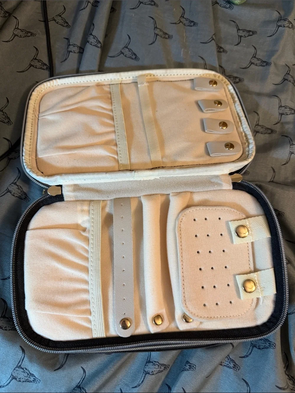Tooled Floral Leather Jewelry Case with Southwestern Spade Panel